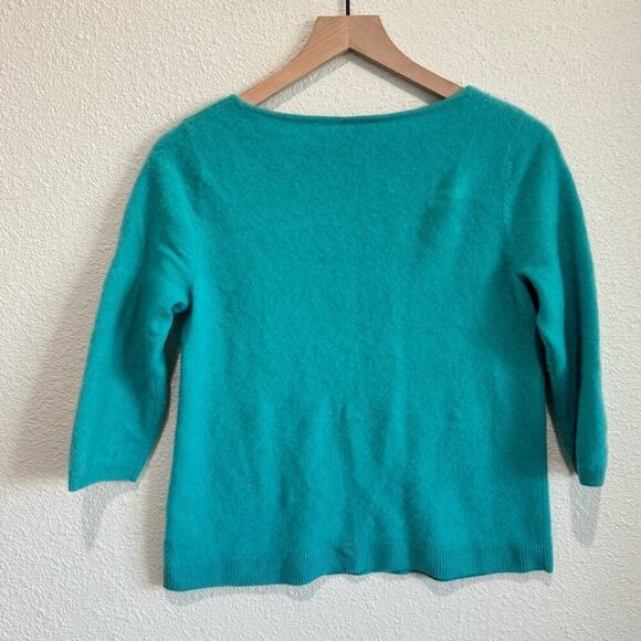 Talbots Pure Cashmere Sweater Sz Large Petite Turquoise Pullover Soft Minimal - Picture 7 of 7